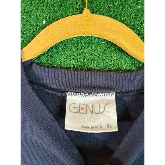 XL - Vintage 1990s Notre Dame University Irish Navy Yellow Sweatshirt Crewneck - Picture 7 of 10